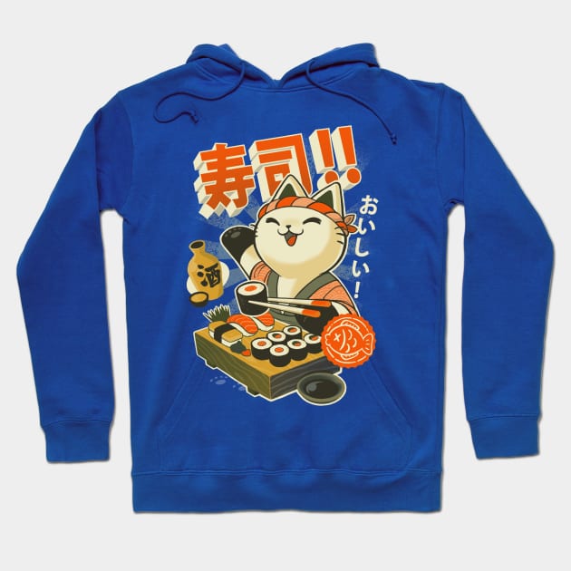 Sushi Chef Cat  Funny Restaurant Kitty  Japanese Food Classic Hoodie by stoodenough